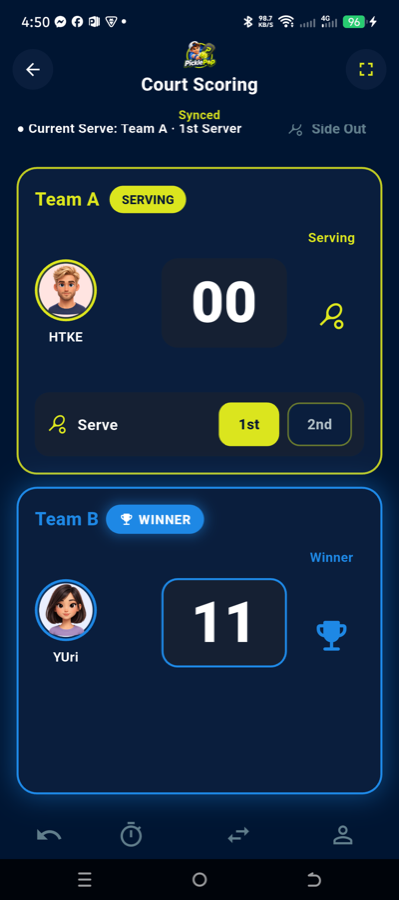 PicklePop court scoring